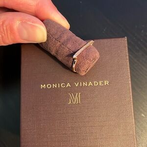 MONICA VINADER 18k rose gold vermeil, diamond stackable slim ring. Size "O", 7